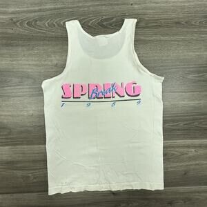 Vintage Fort Myers Beach Spring Break Shirt Mens Medium White Tank Top 1989 80s